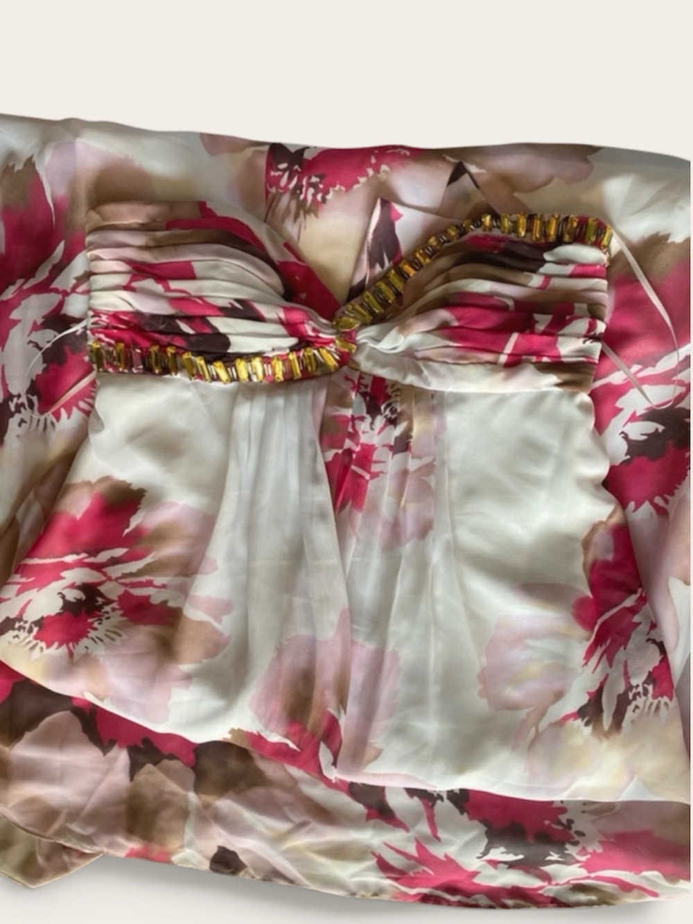 Strapless Floral Maxi Skirt - Pink & Cream - Picture 4 of 5